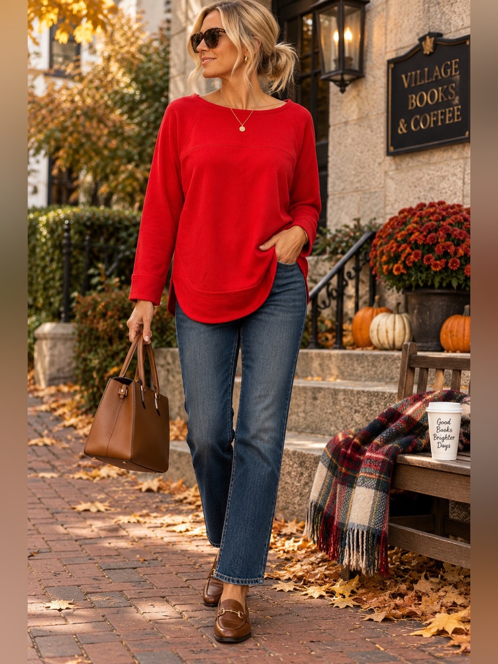 Banana Republic Tall M Red Heavyweight Boatneck Pullover Sweatshirt Top